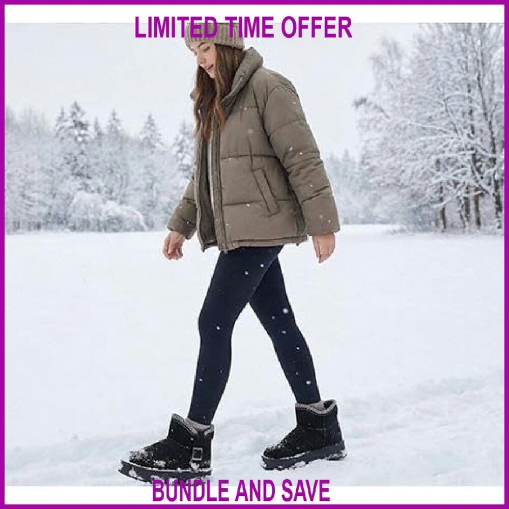 Waterproof Snow Boots Women's Fur Lined Ankle Boots Platform Non-Slip Winter - Picture 7 of 8
